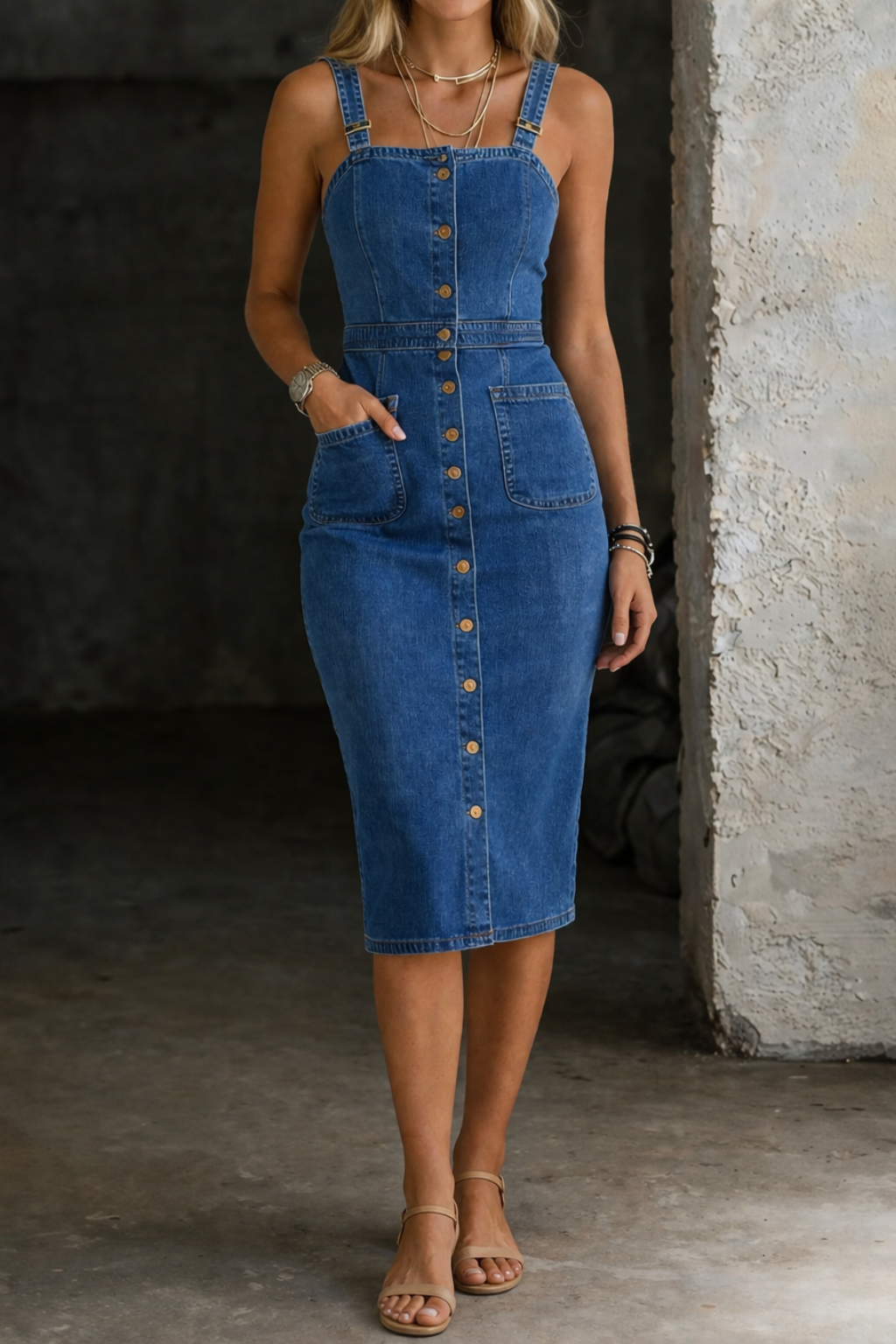 Bláthnaid | Button-Up Denim Dress