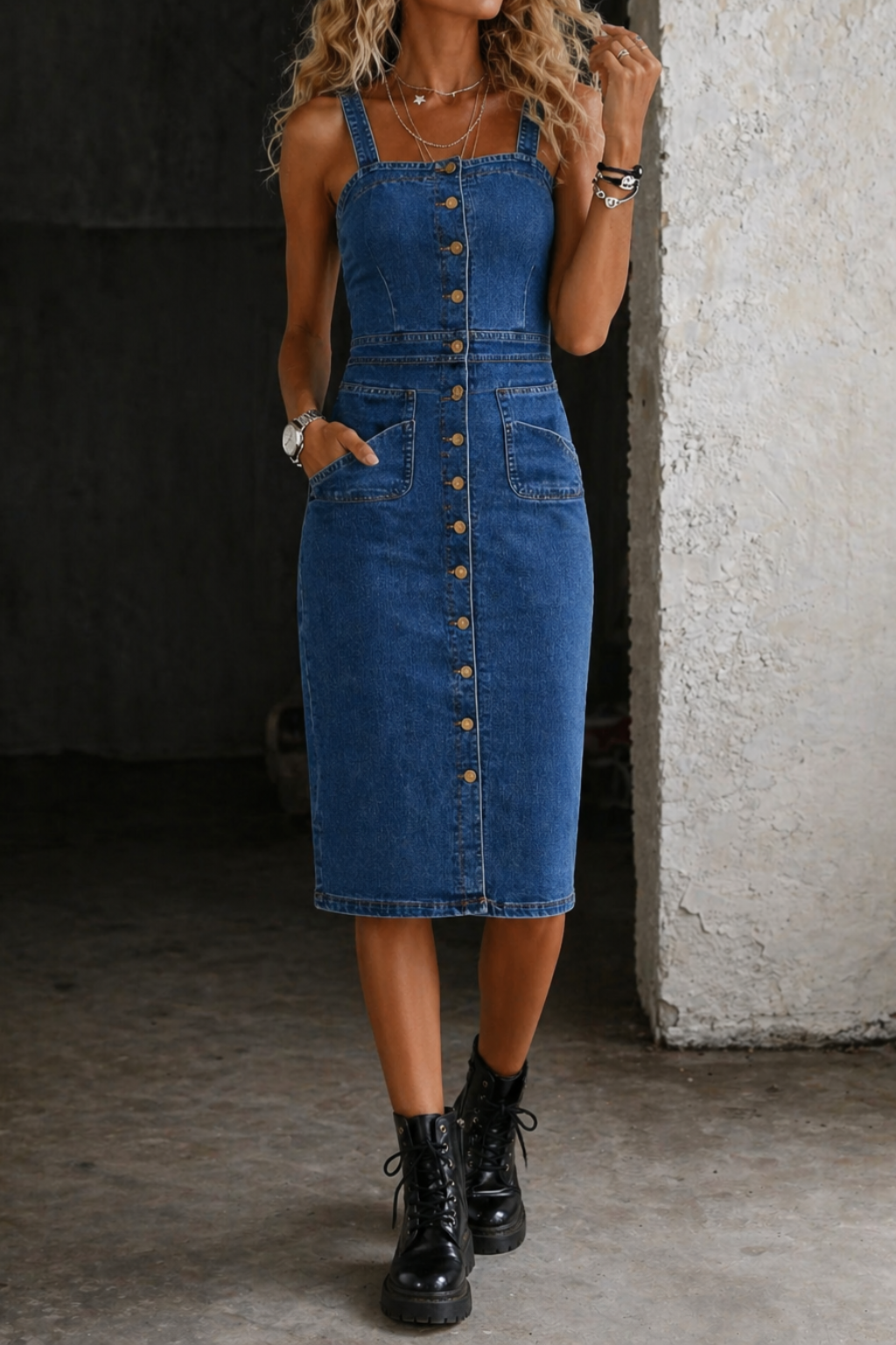 Bláthnaid | Button-Up Denim Dress