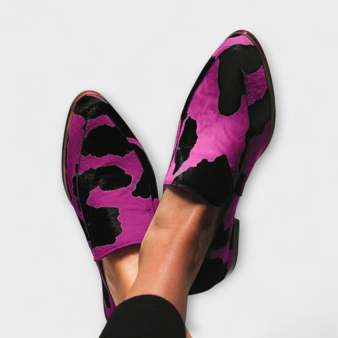 Nuala | Cow Print Loafers