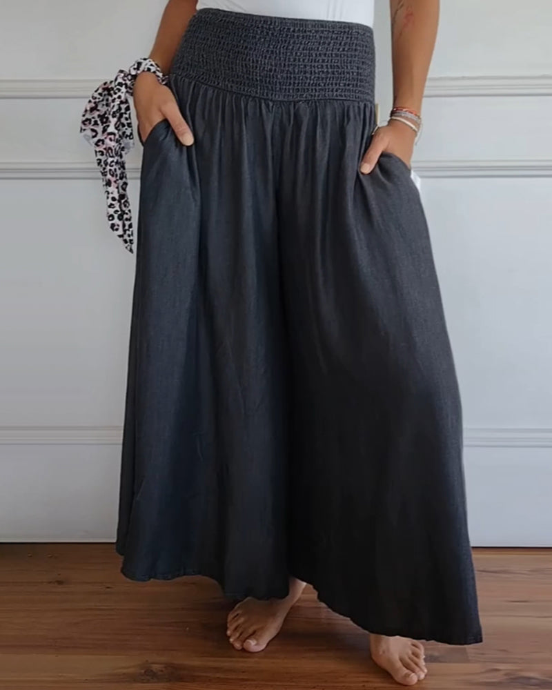 Riona | Elastic Waist Wide-Leg Trousers
