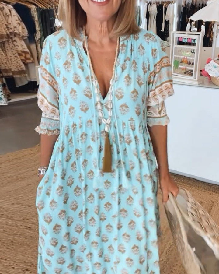 Sorcha | Chic V-Neck Floral Midi Dress