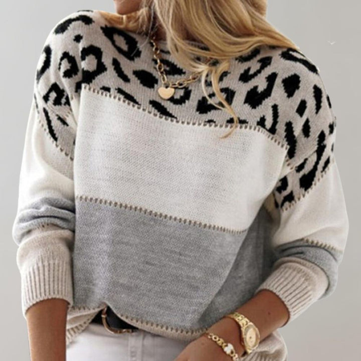 Úna | Knit Jumper with Leopard Accent