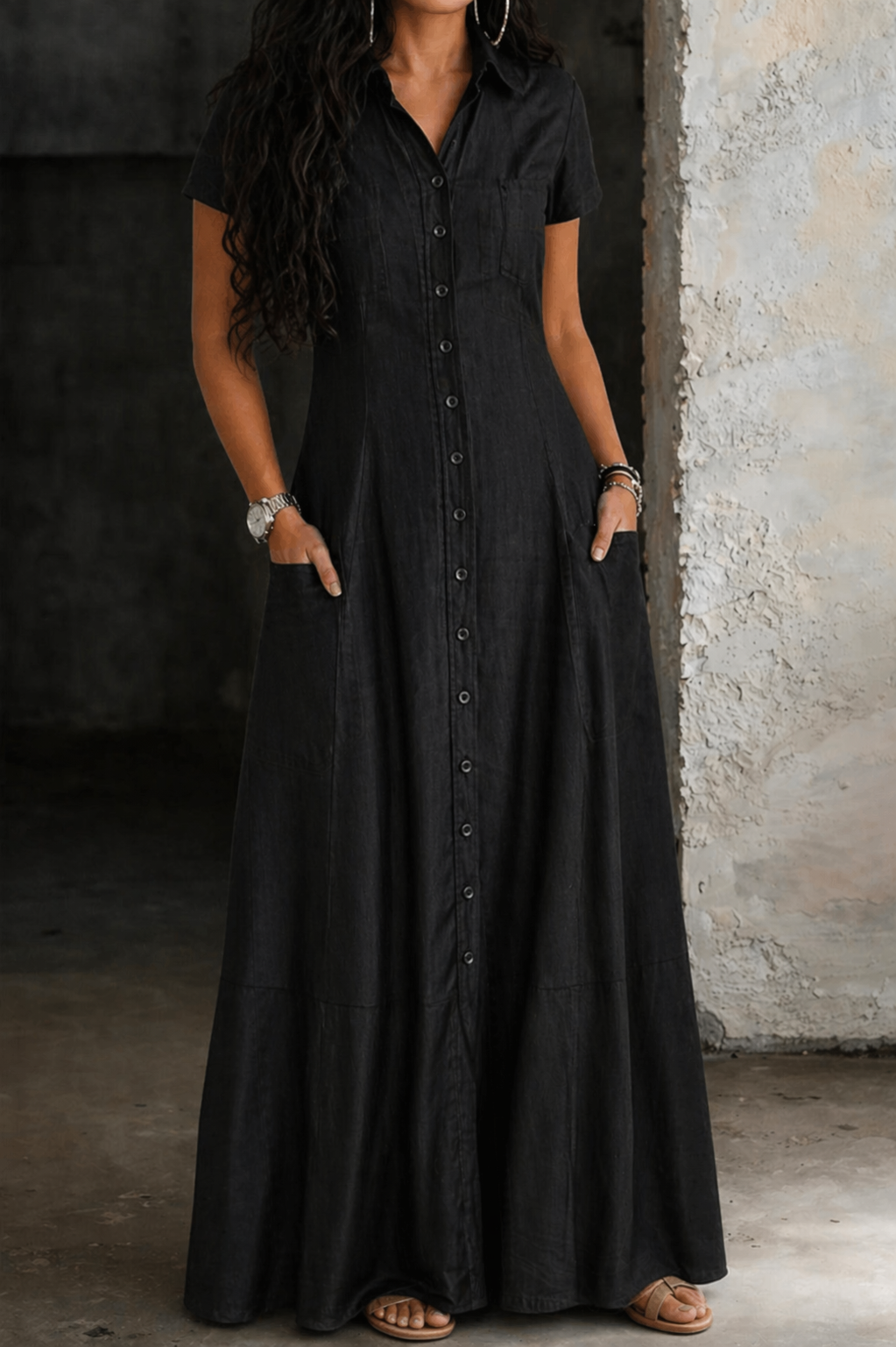 Ríona | Long Denim Dress