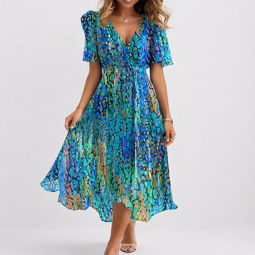 Kate | Airy Coastal Blue Midi Dress