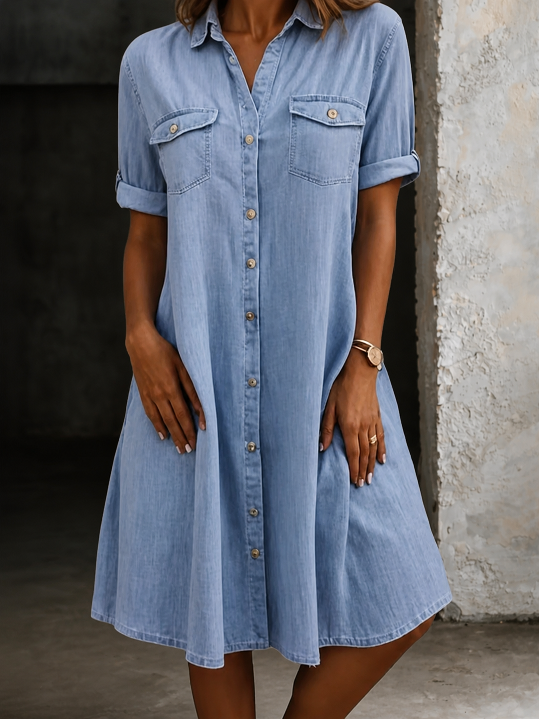 Clodagh | Casual Denim Style Midi Dress