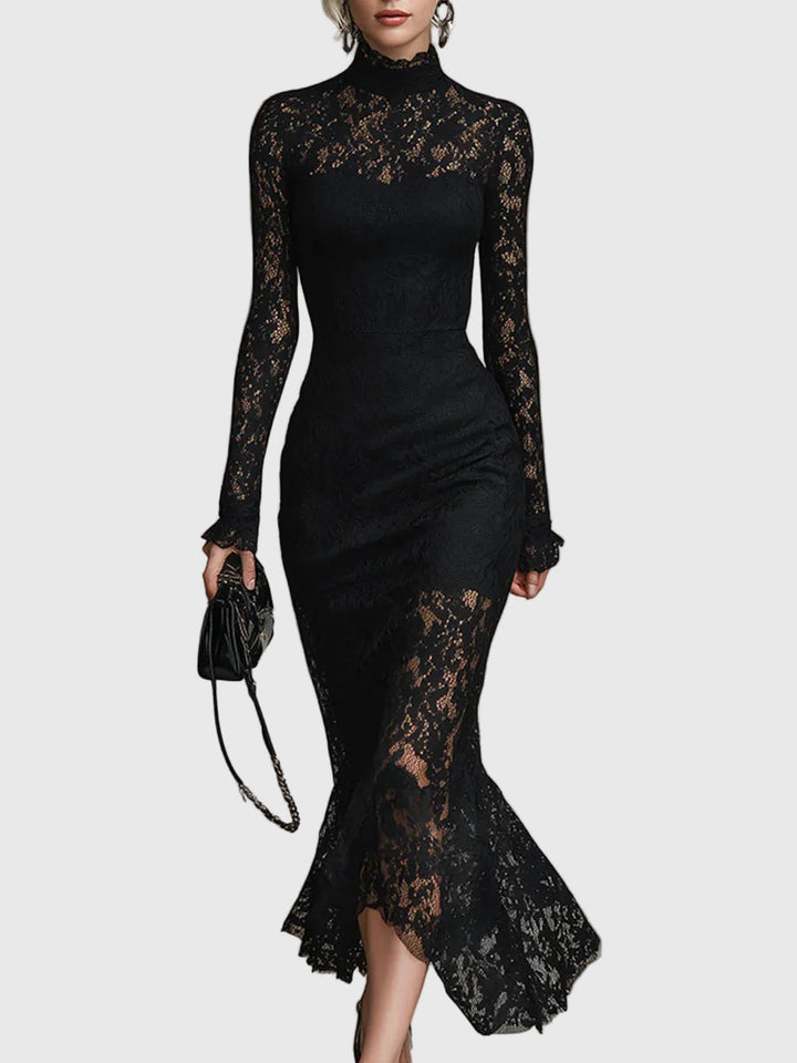 Treasa | Elegant Lace Flared Maxi Dress