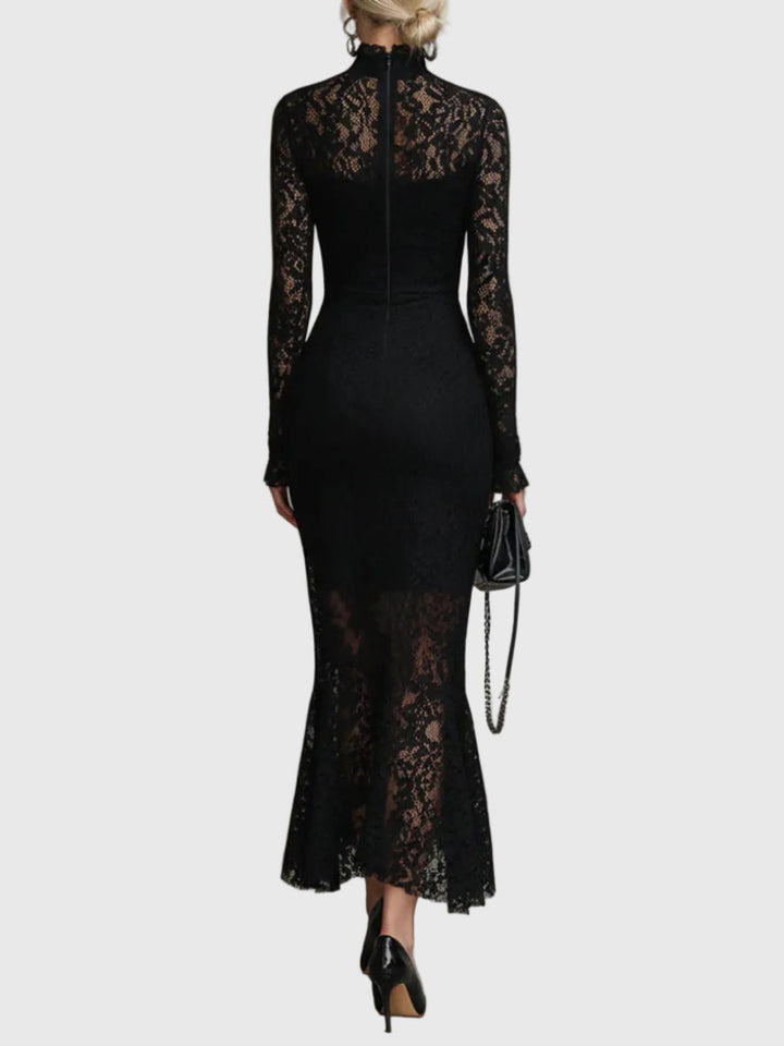 Treasa | Elegant Lace Flared Maxi Dress
