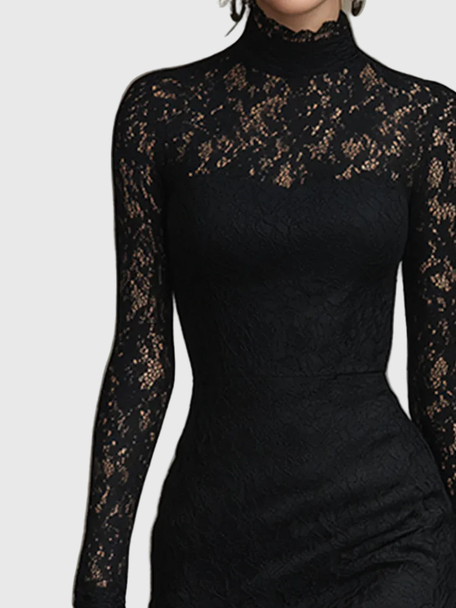 Treasa | Elegant Lace Flared Maxi Dress