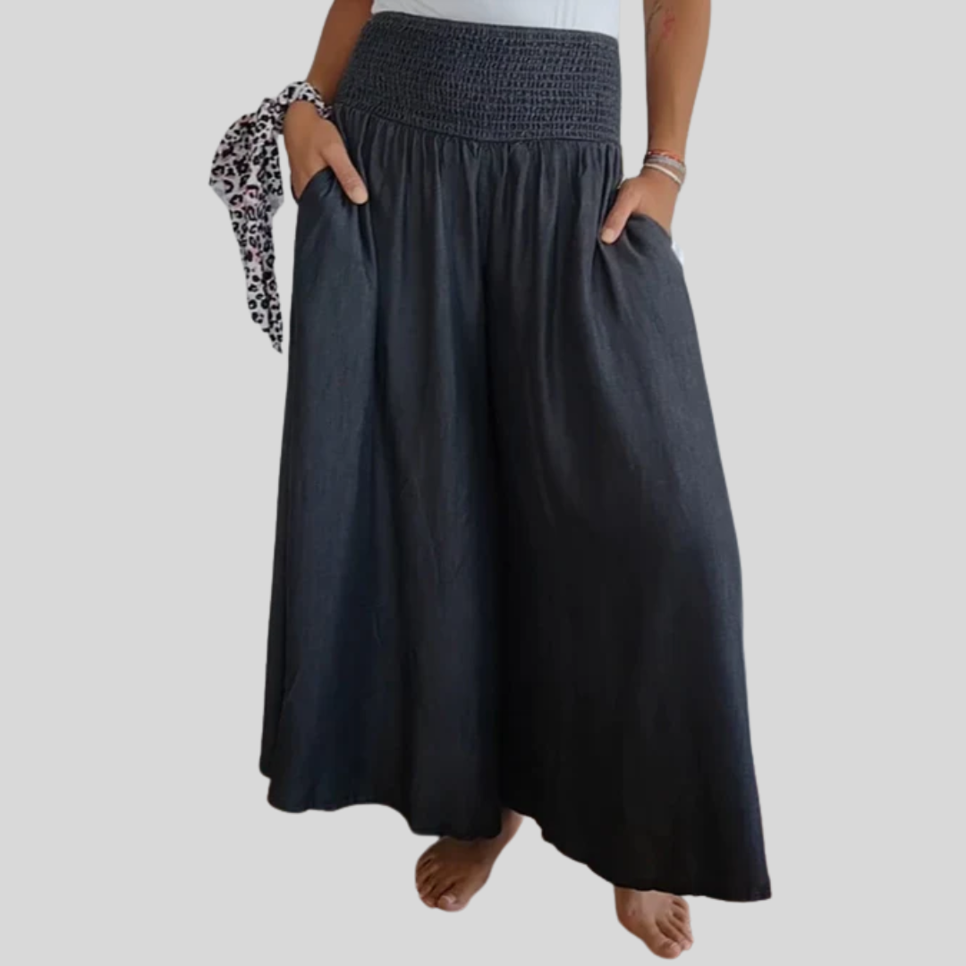 Riona | Elastic Waist Wide-Leg Trousers