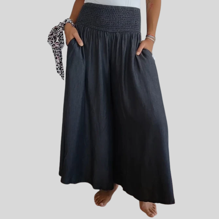 Riona | Elastic Waist Wide-Leg Trousers