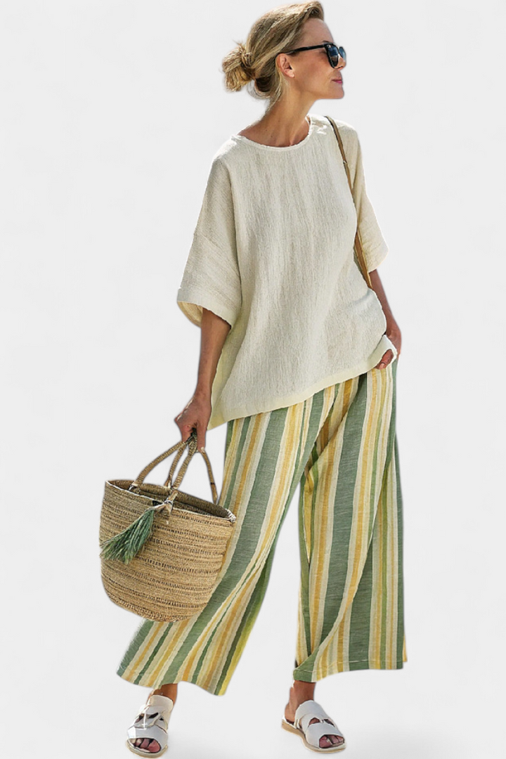 Odharnait | Bamboo Linen Set in Olive Colour