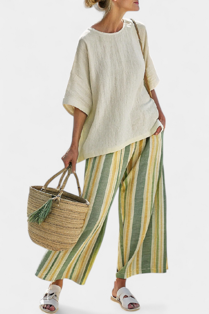 Odharnait | Bamboo Linen Set in Olive Colour