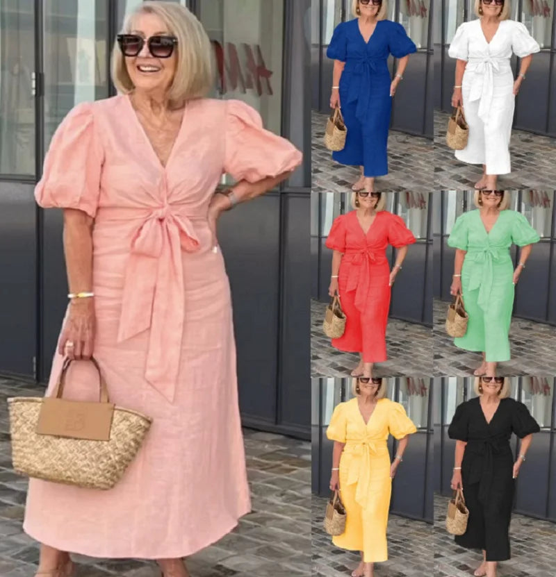 Maebh | Elegant V-Neck Midi Dress
