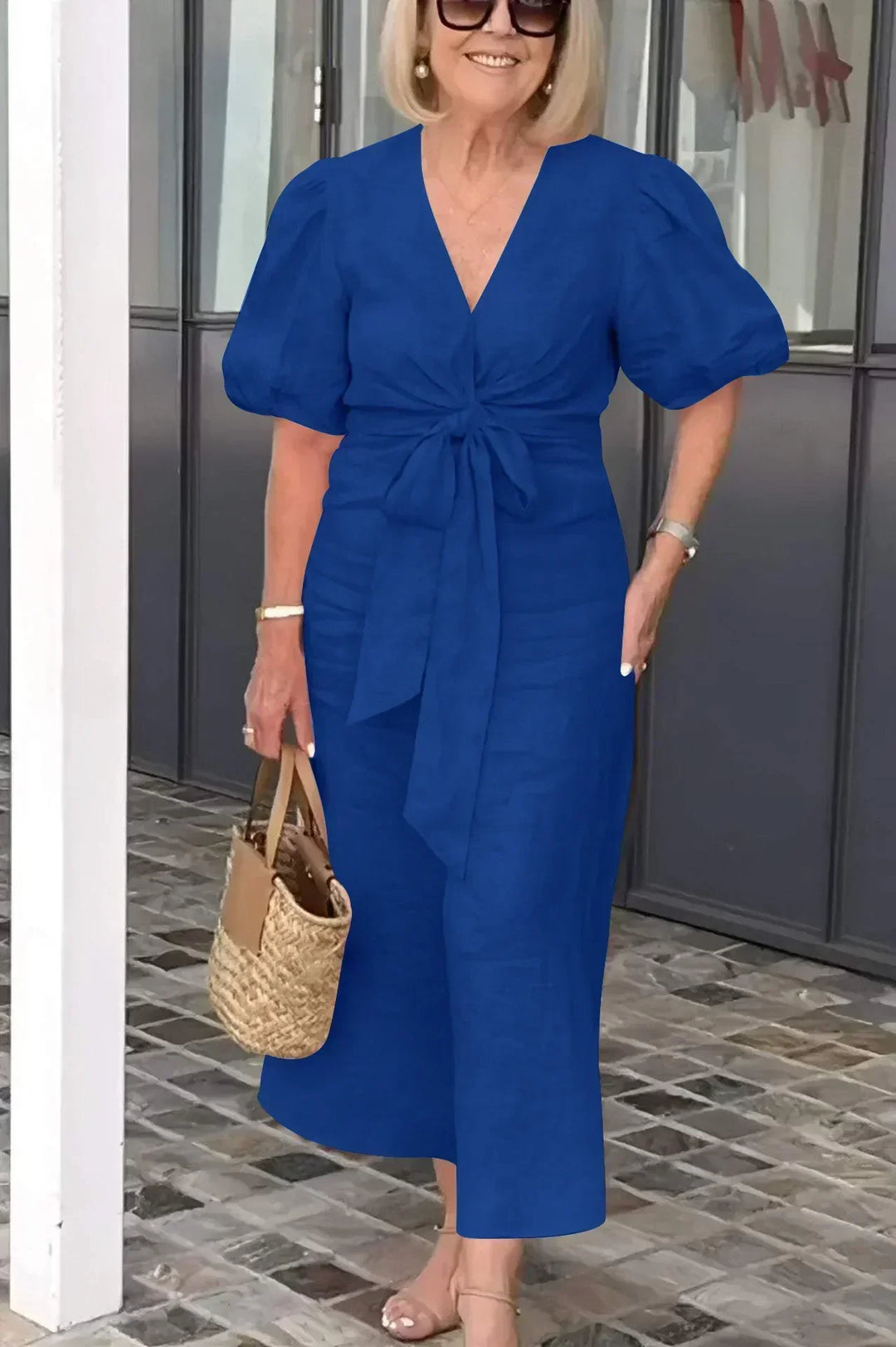 Maebh | Elegant V-Neck Midi Dress