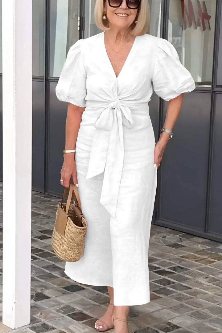 Maebh | Elegant V-Neck Midi Dress