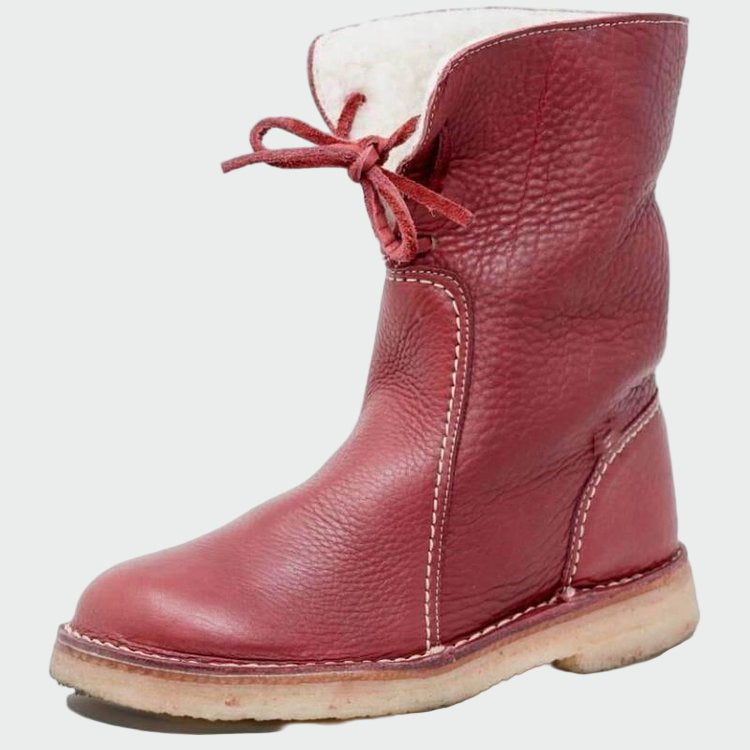 Waterproof Leather Wool-Lined Boots