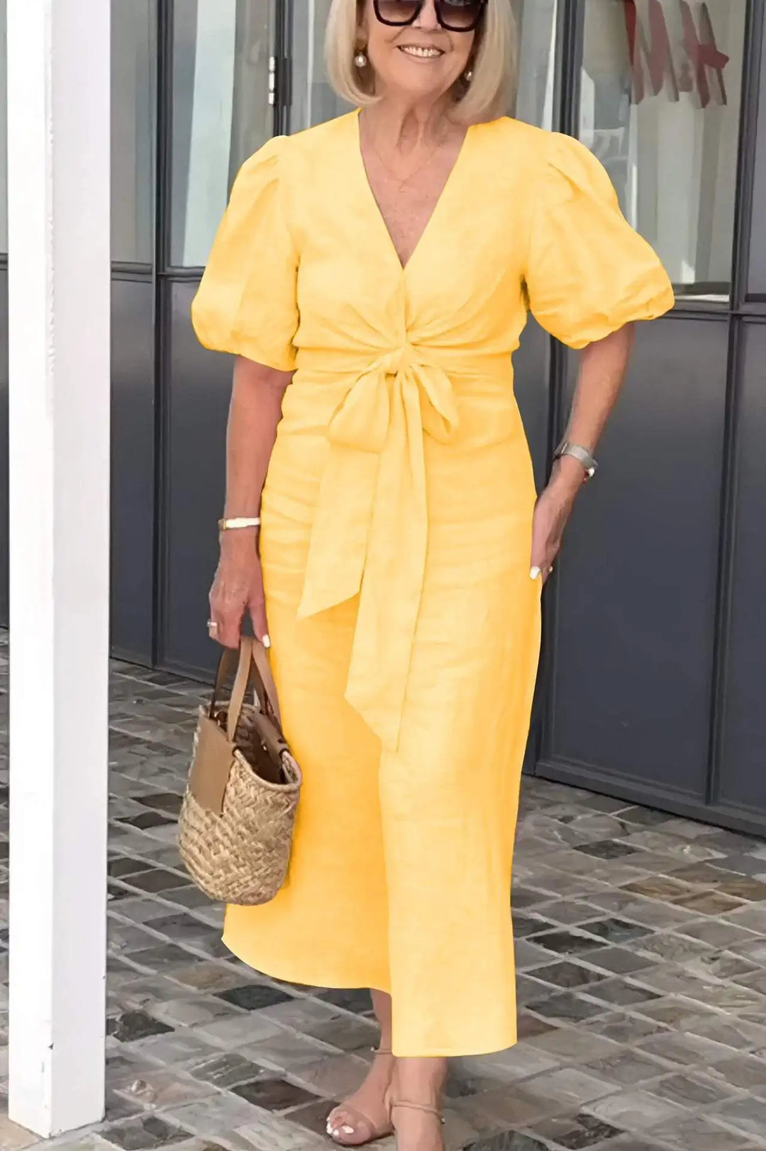 Maebh | Elegant V-Neck Midi Dress