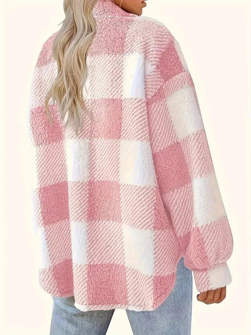 Nuala | Elegant Checked Fleece Jacket