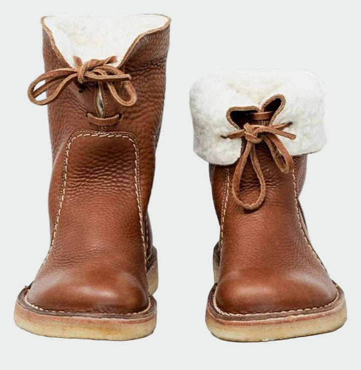 Waterproof Leather Wool-Lined Boots