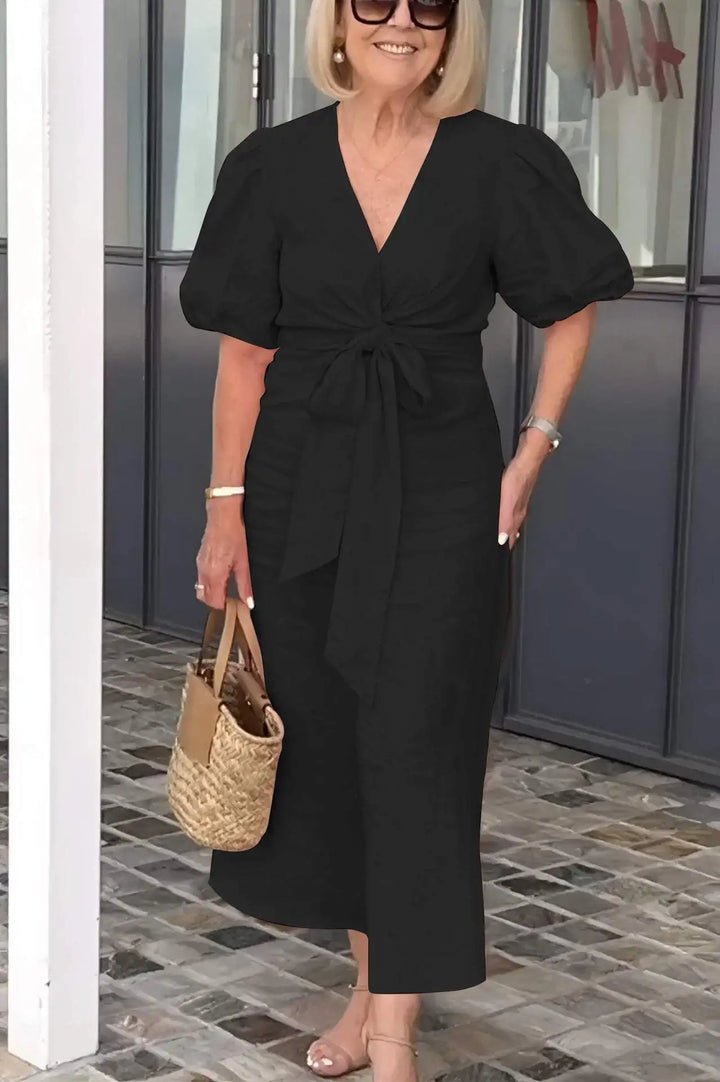Maebh | Elegant V-Neck Midi Dress