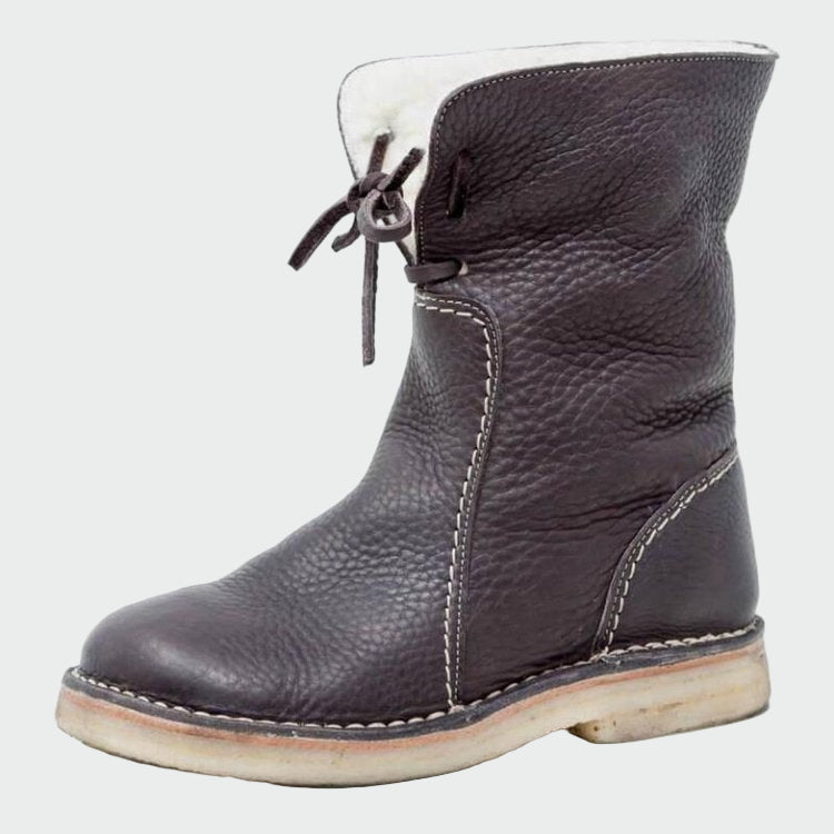 Waterproof Leather Wool-Lined Boots