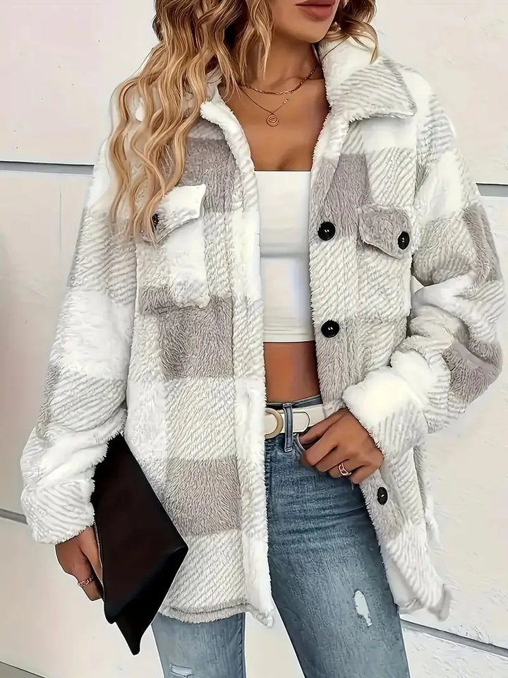 Nuala | Elegant Checked Fleece Jacket
