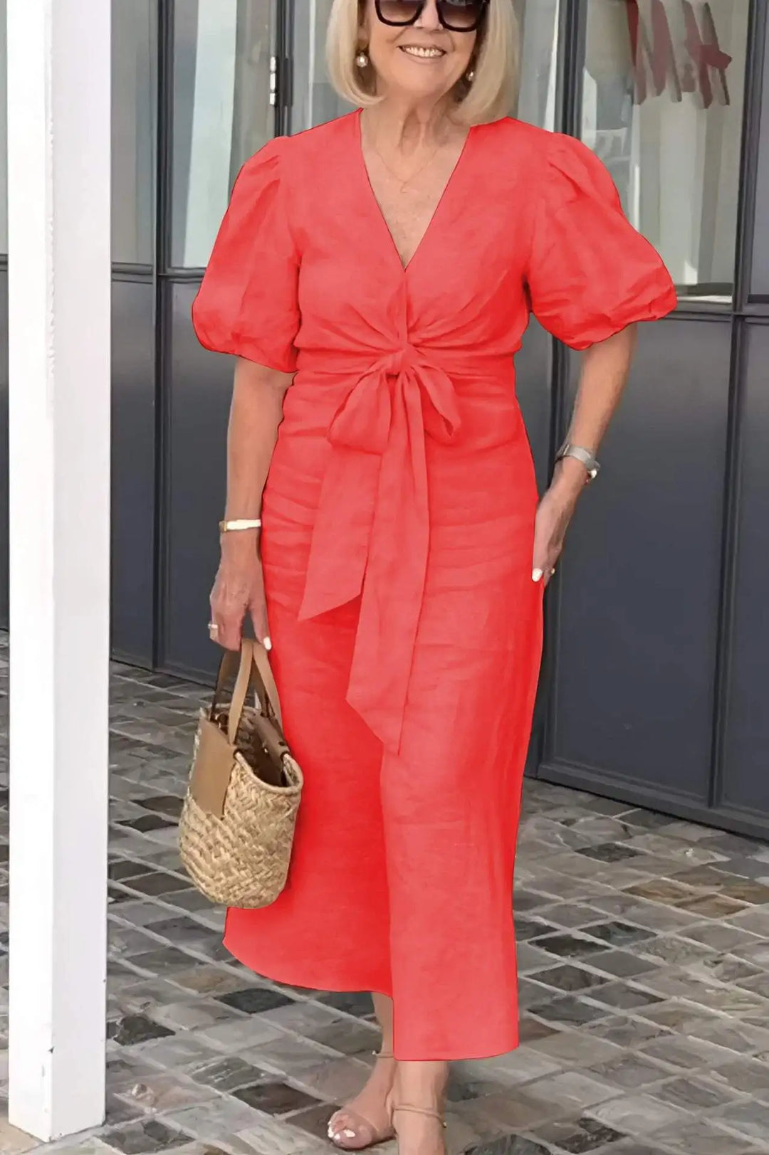 Maebh | Elegant V-Neck Midi Dress