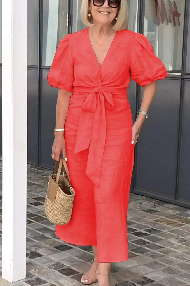 Maebh | Elegant V-Neck Midi Dress