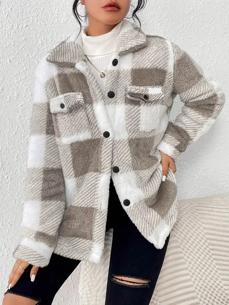 Nuala | Elegant Checked Fleece Jacket