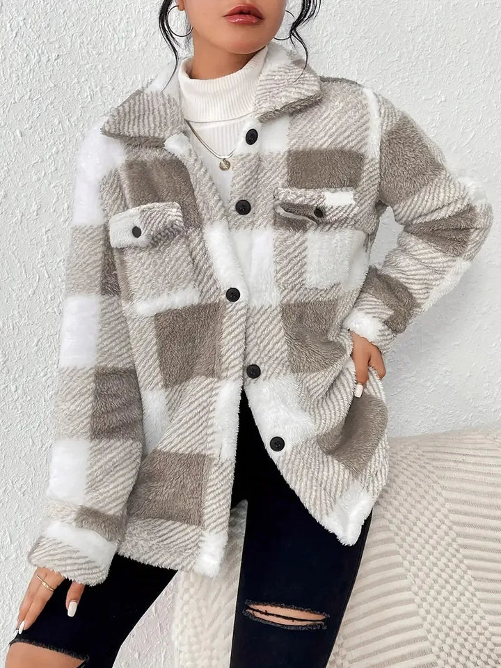 Nuala | Elegant Checked Fleece Jacket