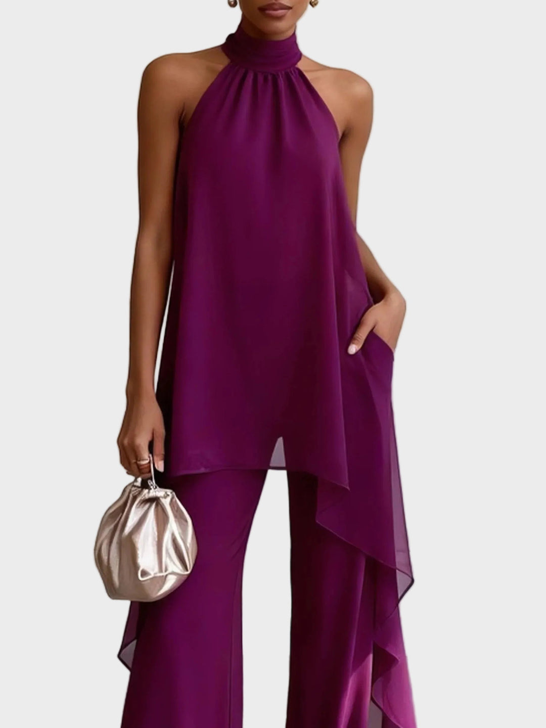Zelah | Elegant Halter Set with Trousers