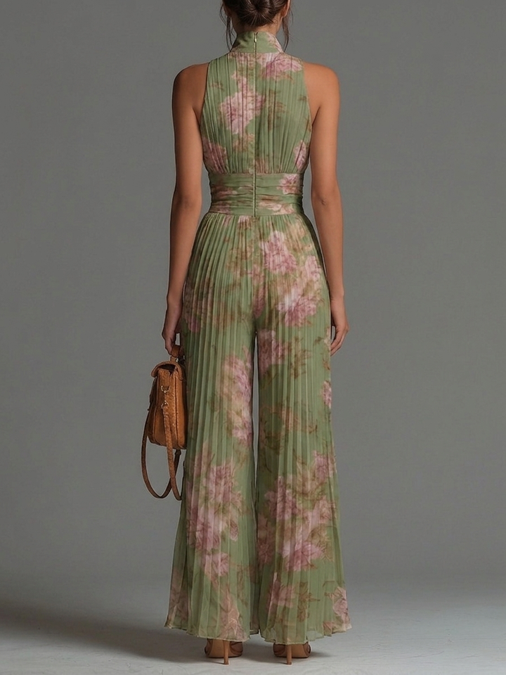 Aednat | green pleated floral jumpsuit