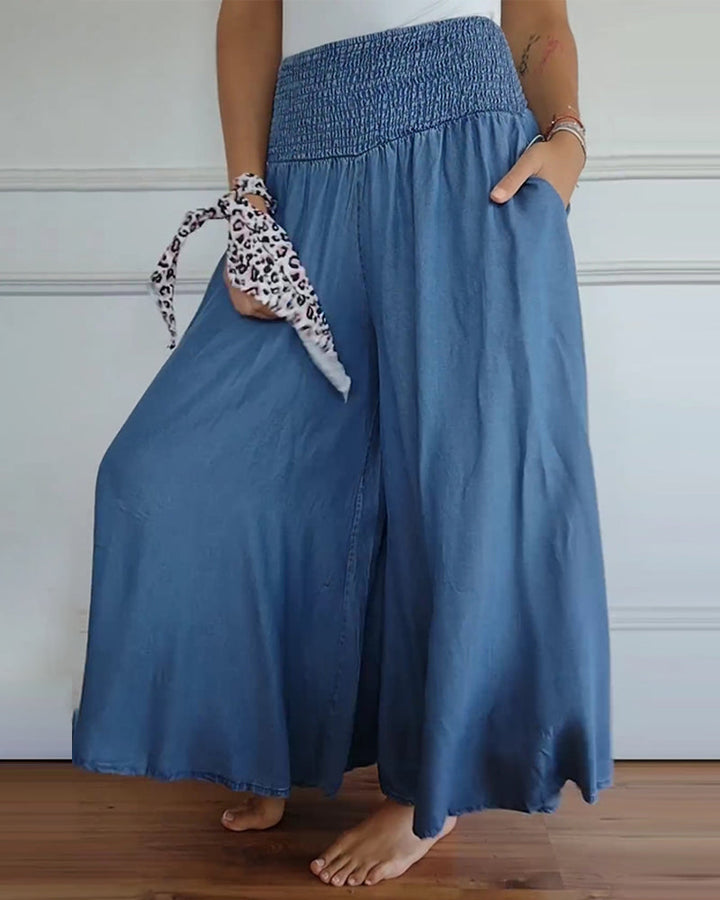 Riona | Elastic Waist Wide-Leg Trousers