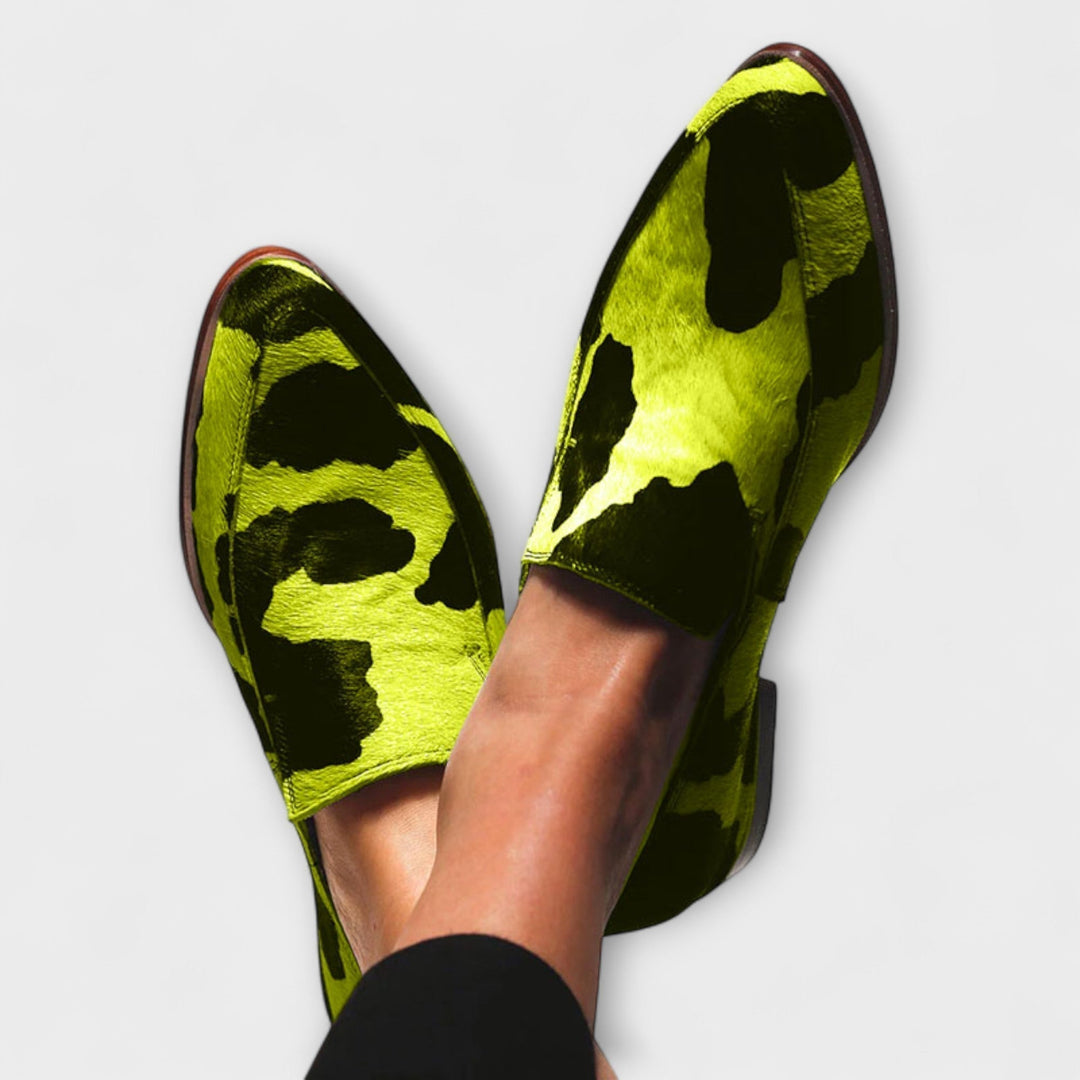 Nuala | Cow Print Loafers