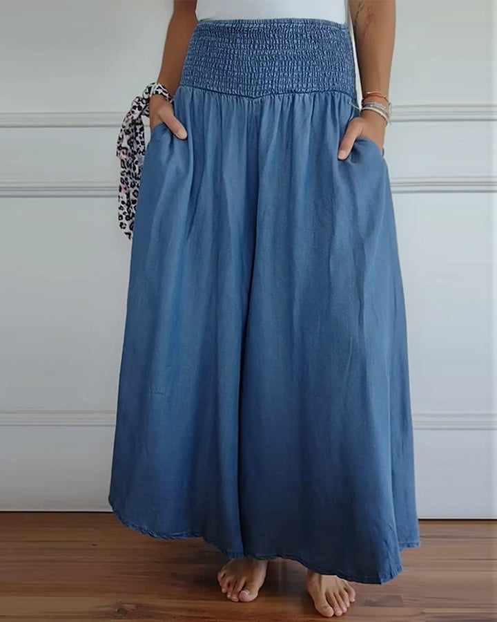 Riona | Elastic Waist Wide-Leg Trousers