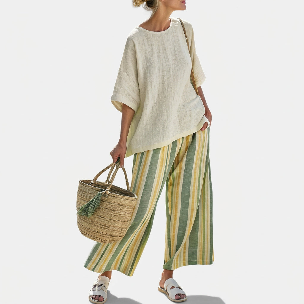 Odharnait | Bamboo Linen Set in Olive Colour