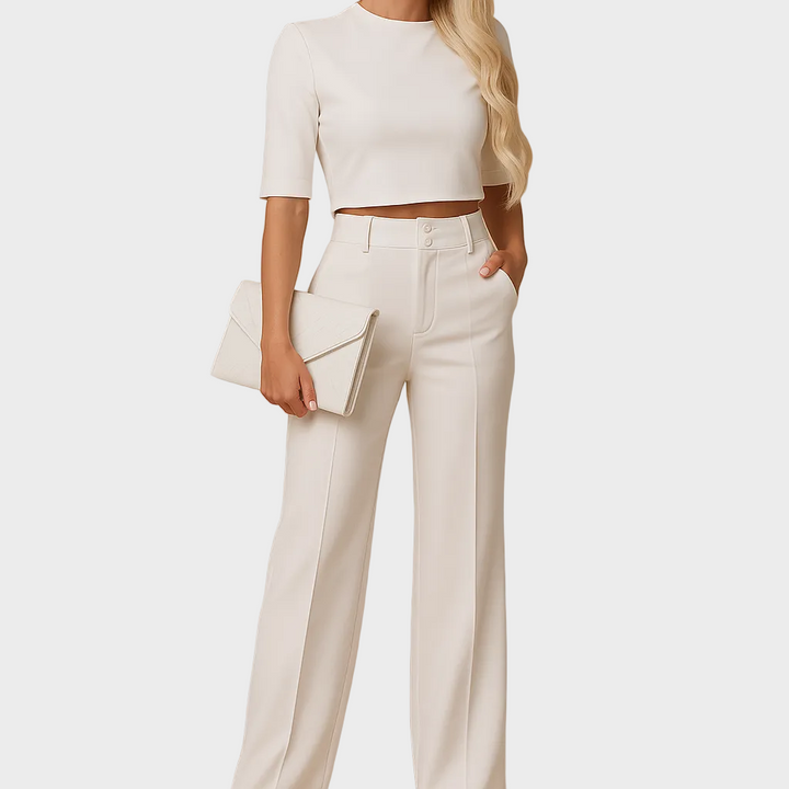 Viona | Fitted Autumn Set with Top and Trousers for Women