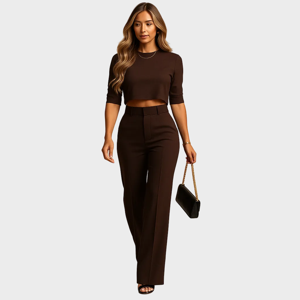 Viona | Fitted Autumn Set with Top and Trousers for Women