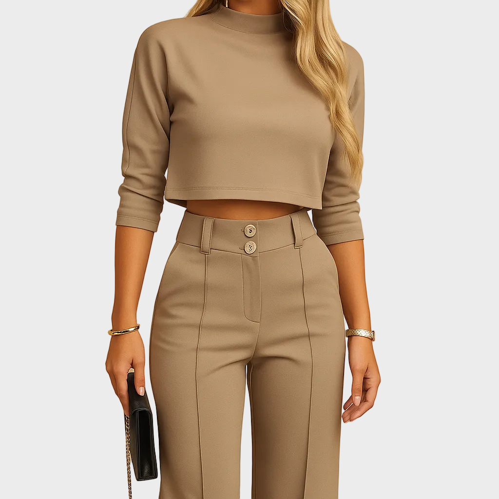 Viona | Fitted Autumn Set with Top and Trousers for Women
