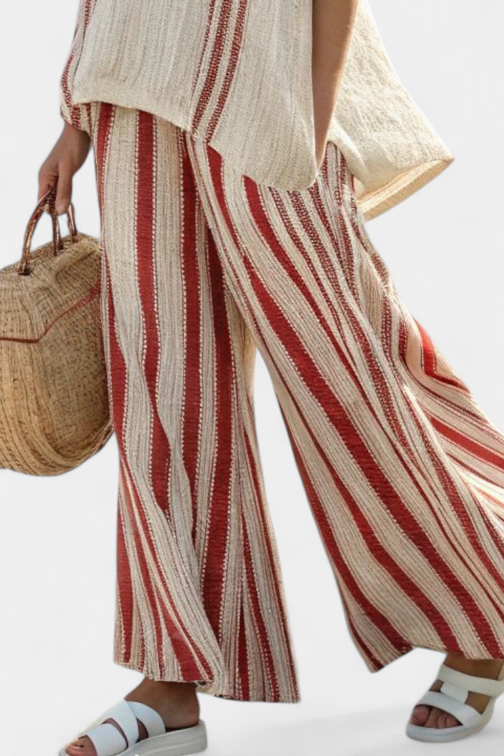 Isibeal | Elegant Red Striped Set