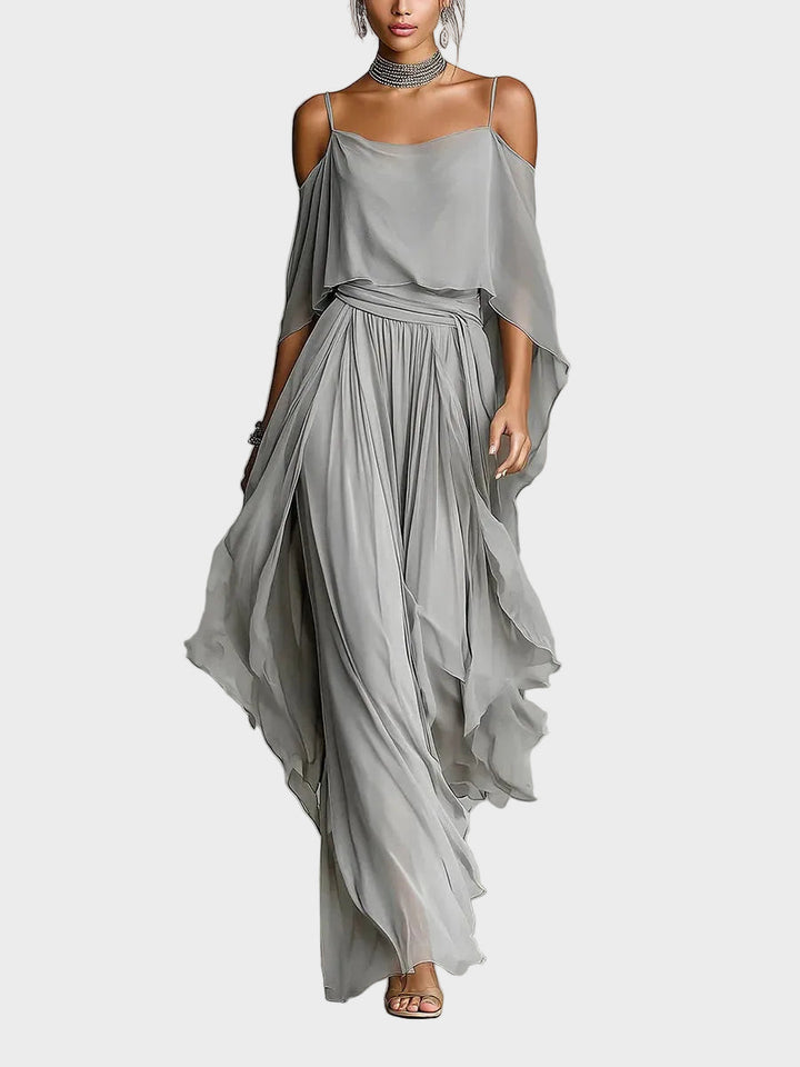 Raghnailt | Grey Set with Spaghetti Strap Top and Lightweight Trousers