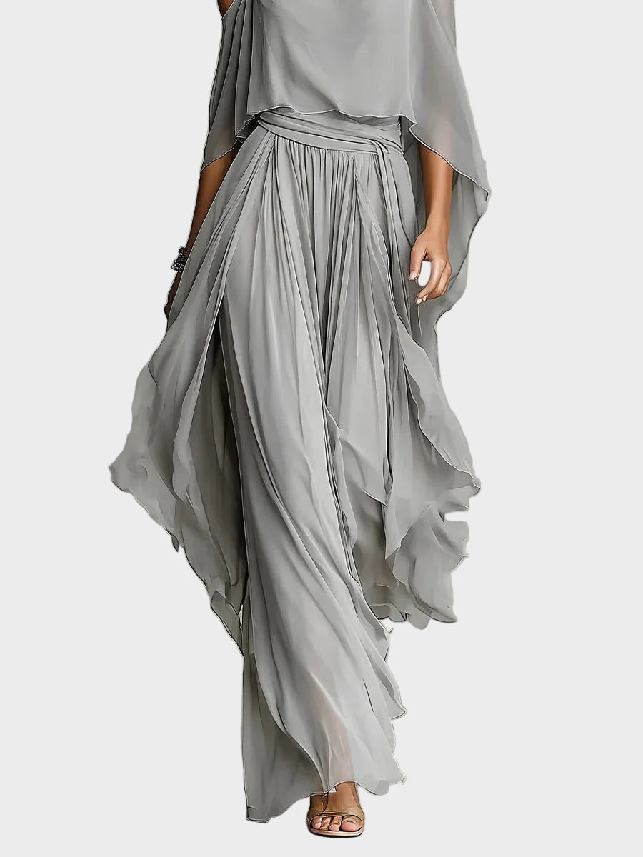 Raghnailt | Grey Set with Spaghetti Strap Top and Lightweight Trousers