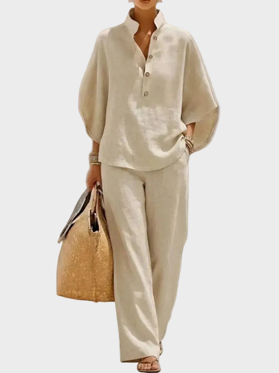 Muirenn | Cotton-Linen Set with Wide Trousers