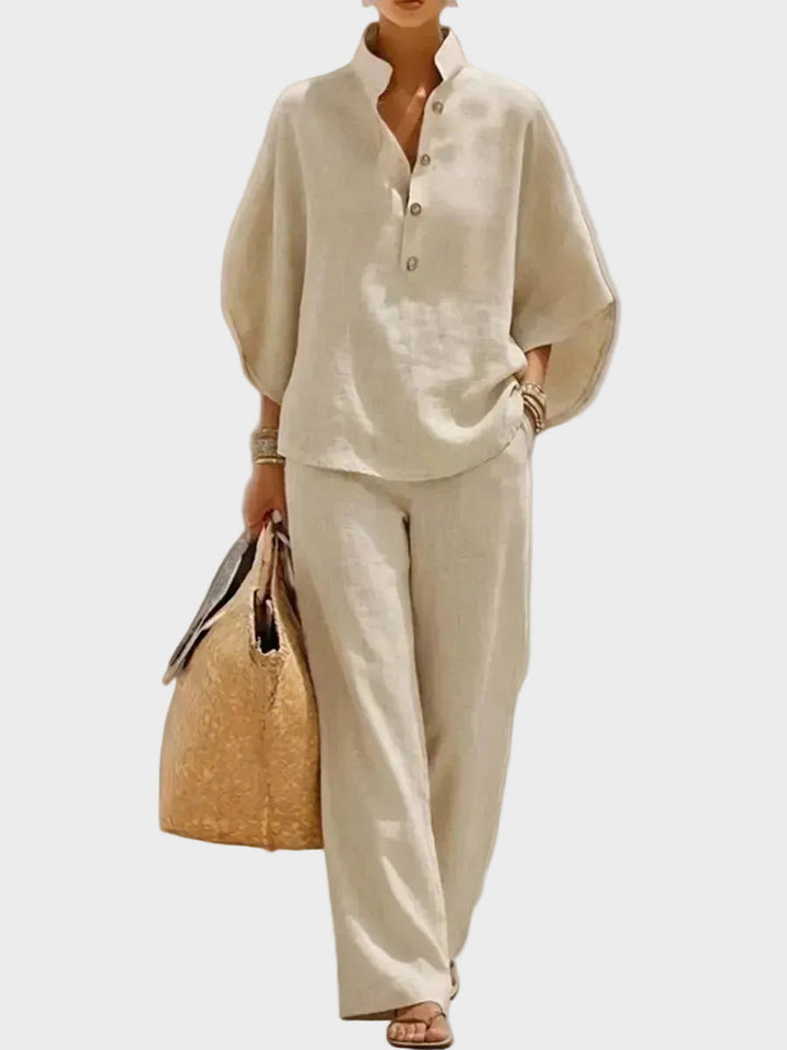 Muirenn | Cotton-Linen Set with Wide Trousers