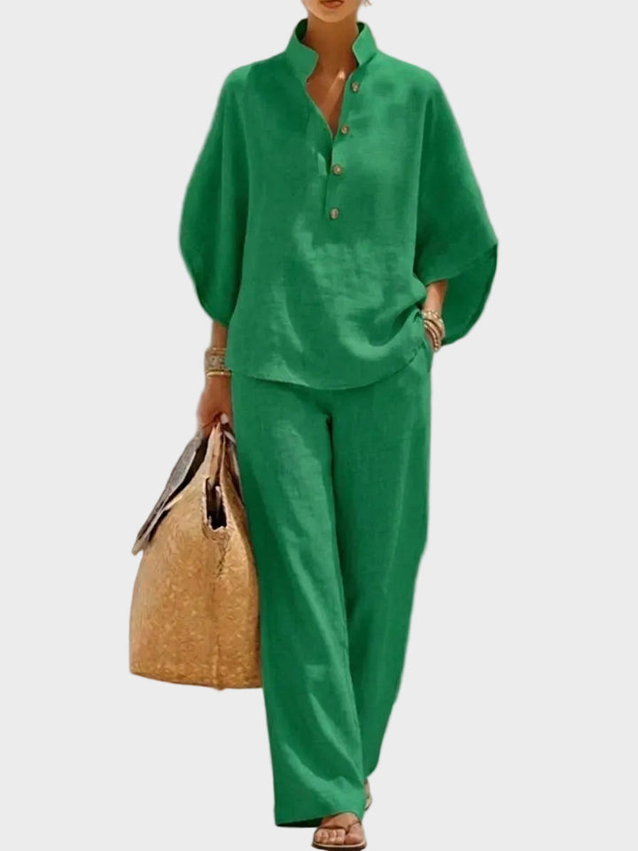 Muirenn | Cotton-Linen Set with Wide Trousers
