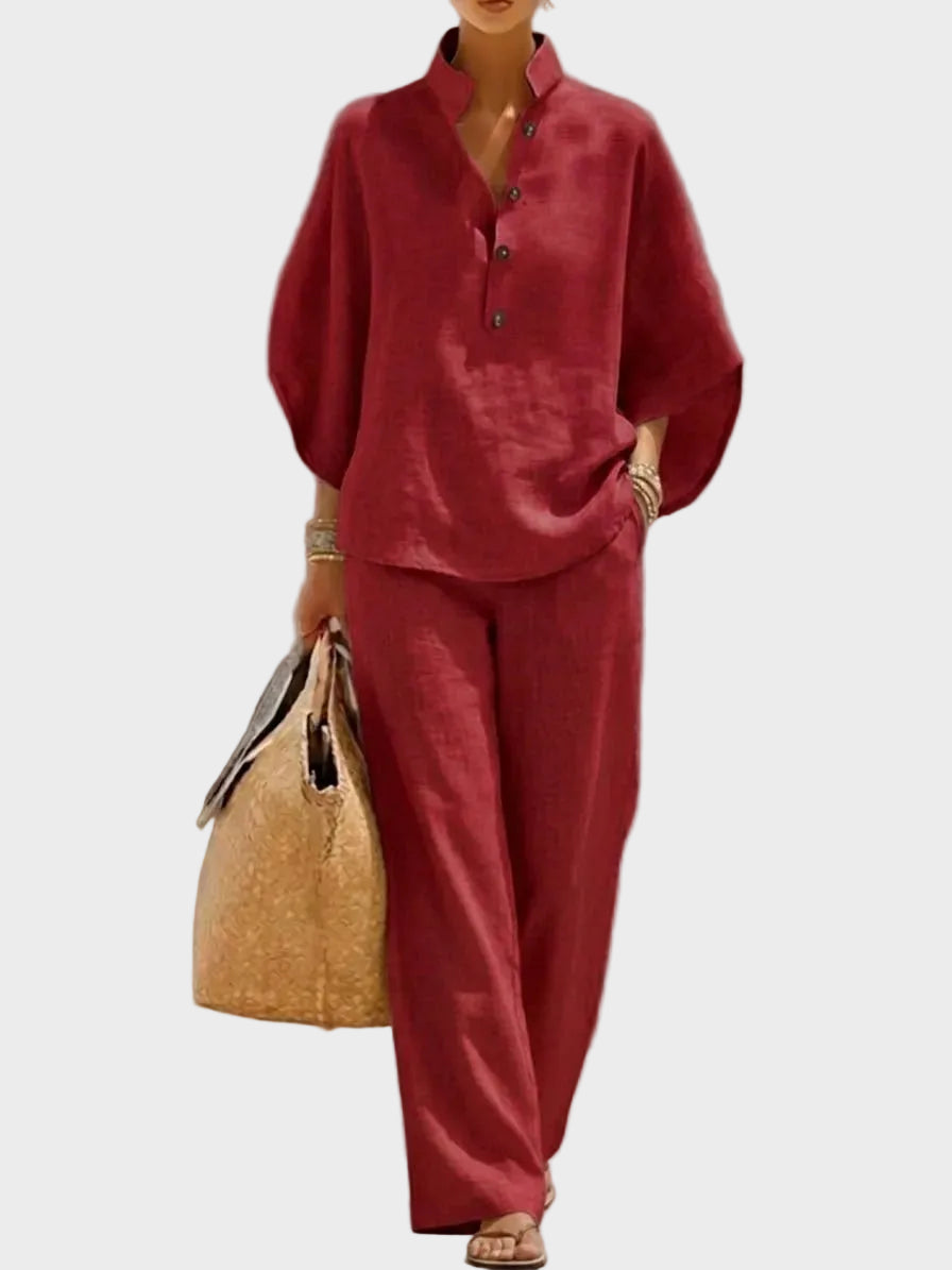 Muirenn | Cotton-Linen Set with Wide Trousers