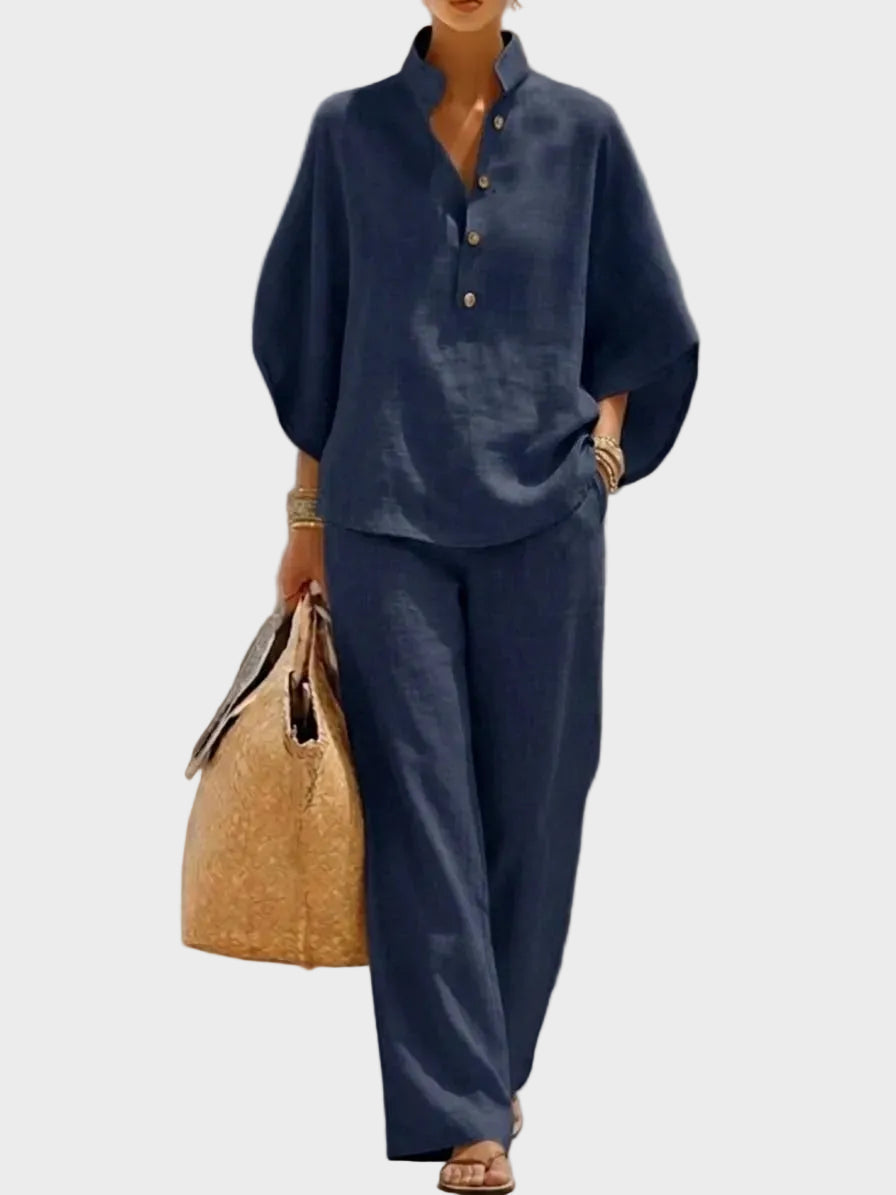 Muirenn | Cotton-Linen Set with Wide Trousers