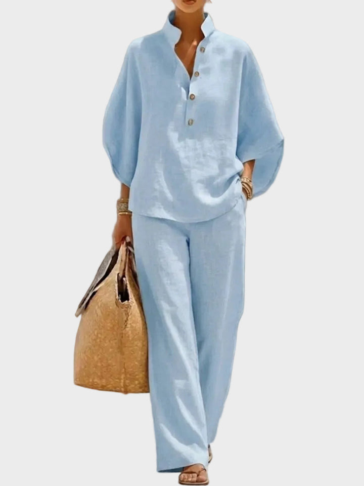 Muirenn | Cotton-Linen Set with Wide Trousers