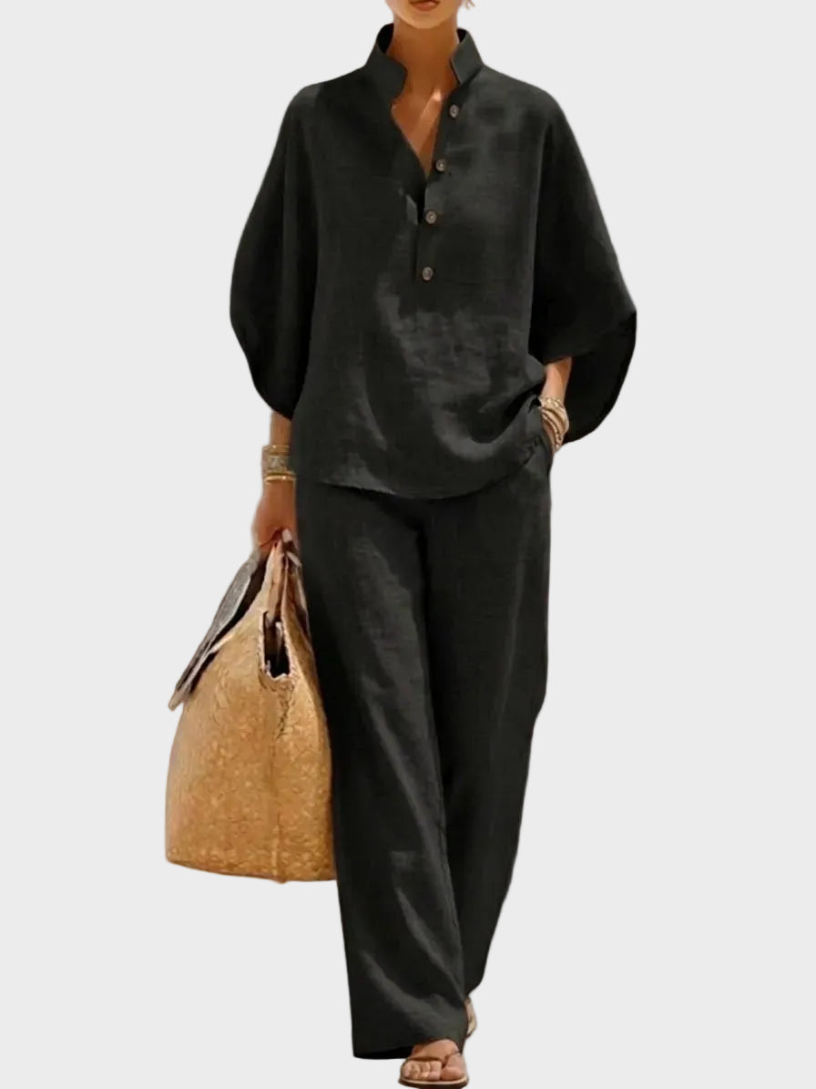 Muirenn | Cotton-Linen Set with Wide Trousers