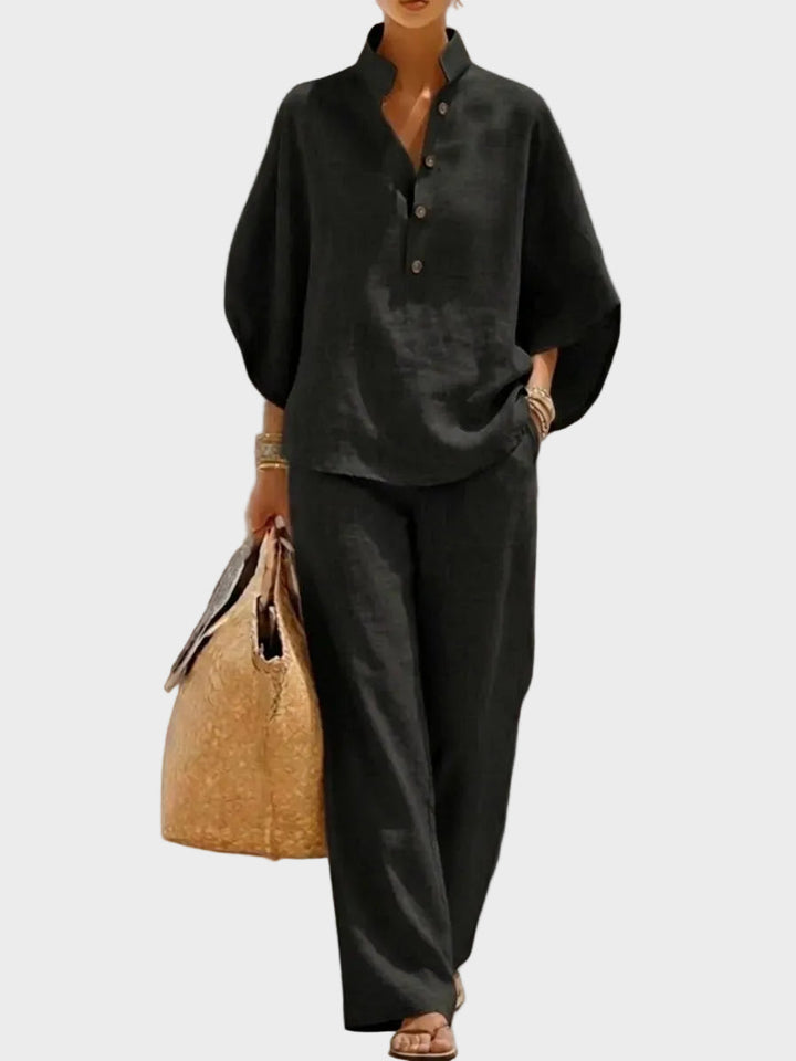 Muirenn | Cotton-Linen Set with Wide Trousers